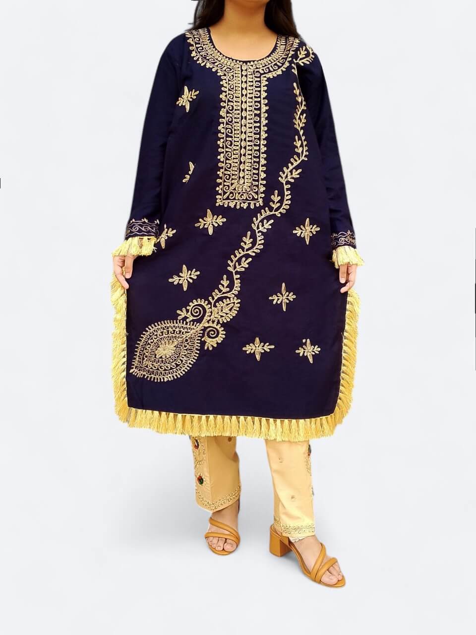 Premium Black Embroidered Shirt & Trouser Set for Women