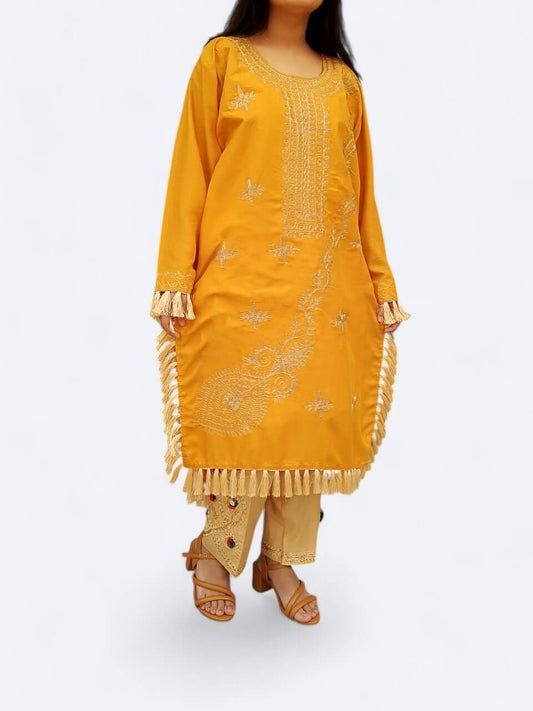 Premium Black Embroidered Shirt & Trouser Set for Women