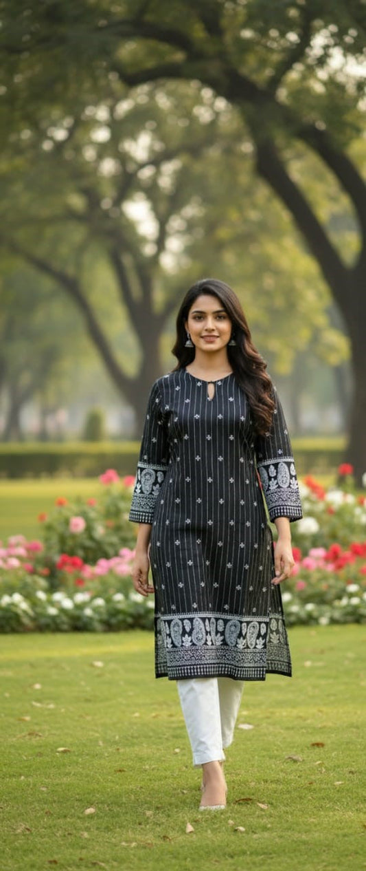 Steam Printed Arabic Lawn 2-Piece Outfit for Girls (BLACK WHITE-6) (11)